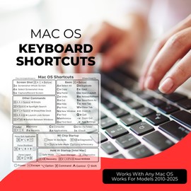 (3-Pack) Mac OS Shortcut Stickers for MacBook | Durable No-Residue Vinyl Keyboard Sticker | Clear/Black Design for MacBook Air & Pro (13-16") | Mac Laptop Decal | Any MacBook (Clear (3-Pack))