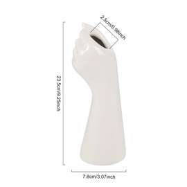 Ceramic Hand Vase, 9 Inch Unique Body Arm Flower Vase Modern Decor, Pretty Aesthetic Flower Vase for Home Office Tabletop Centerpiece Decoration - White