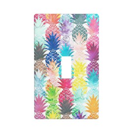 Light Switch Cover Wall Plate Colorful Pineapple, Cute Single Toggle Light Switch Covers, 1 Gang Switch Plate Covers Wall Plates Decorative for Kitchen Bedroom Living Room 4.5" x 2.76"