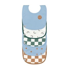 LÄSSIG Baby Toddler Bib Set (5 Pieces) Velcro Cotton Waterproof Value Pack Bib Happy Rascals Smile