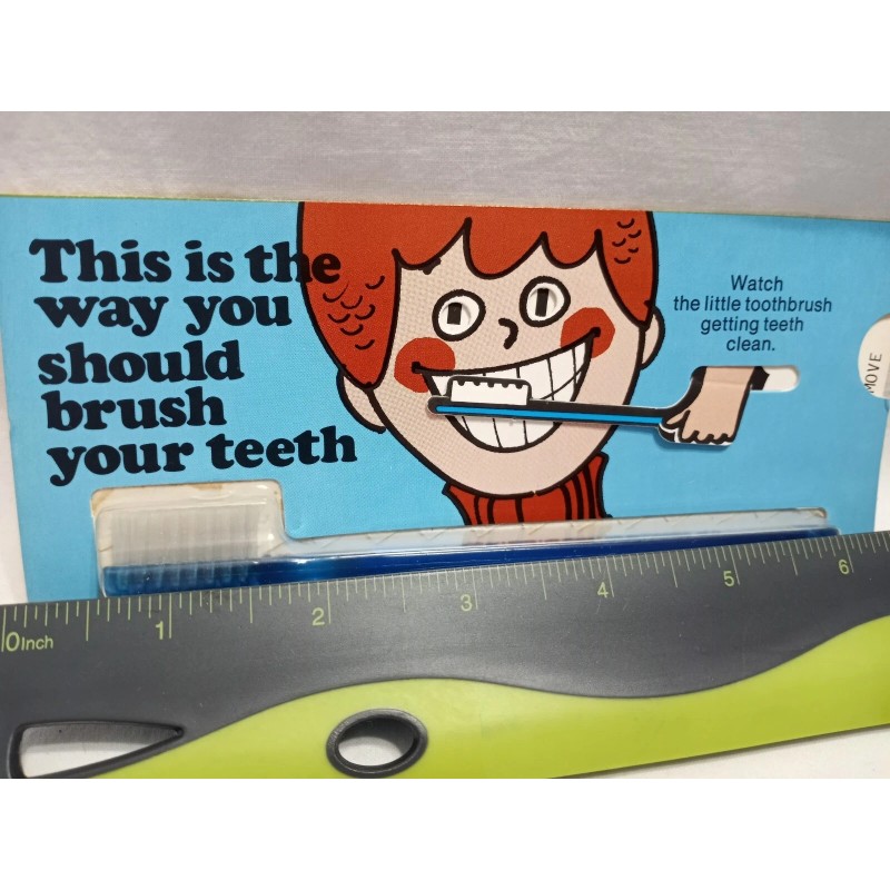 Vtg Py-co-pay Softex Jr Toothbrush 5.5" Learn-to-brush Package Movable READ