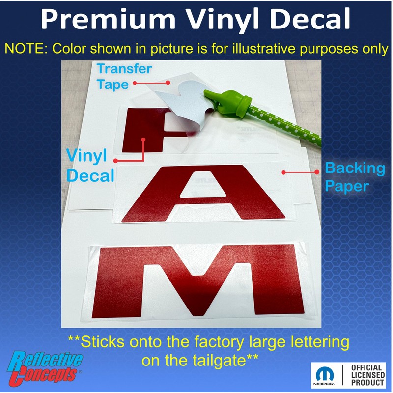 RAM Tailgate Emblem Overlay Decal Stickers 2025 Ram 1500 (Color: