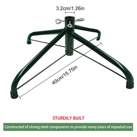 GothicBride Christmas Tree Stand, 40cm Portable Iron Metal Christmas Tree Stand for 0.5"-1.57" Tree Pole, Christmas Tree Base Stand Foldable Metal Universal Tree Stand for Xmas Tree