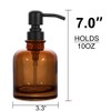 2 PCS Thick Amber Glass Jar Soap Dispenser with Matte