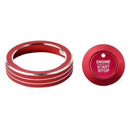 LECART Car Interior Accessories Fit for Ford Explorer 2024 2023 2022 2021 2020 PRND Shift Knob & Ignition Button Cover Stickers Red Auto Decoration Stylish Metal Decal Decor Trims 3Pcs