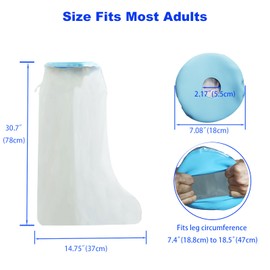 Tideshake 100% Waterproof Leg Cast Covers for Shower Adult, Full Leg Cast Protector Cast Covers for Shower Leg, Watertight Shower Cast Bag for Long Leg Knee Foot Ankle Surgery Wounds, Reusable