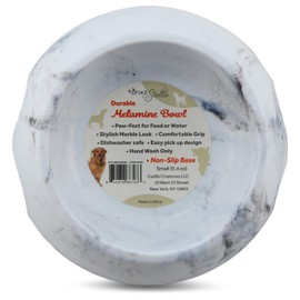 Marble Print Melamine Dog and Cat Food and Water Bowl, Non Skid Base, Anti-Slip Pet Feeder Bowls (5.4 Ounce, 13.5 Ounce,27 Ounce)