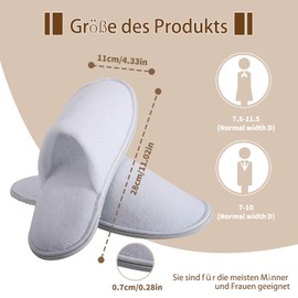 EXTRAPINS 6 Pairs of Spa Slippers, Hotel Slippers, White, Closed, Disposable Slippers for Men and Women, Non-Slip Sole Bathing Slippers, Guest Slippers for Home, Bathroom, Indoor, Bedroom, White