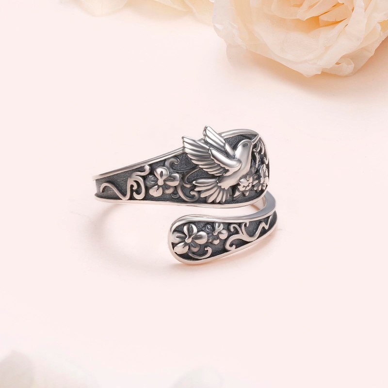 SHAOAN Hummingbird Spoon Ring S925 Sterling Silver Vintage style Ring