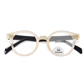 OPTOFENDY Bifocal Reading Glasses for Women, Clear Top Blue Light Blocking Computer Readers with Fashion Round Frame Black 2.0x