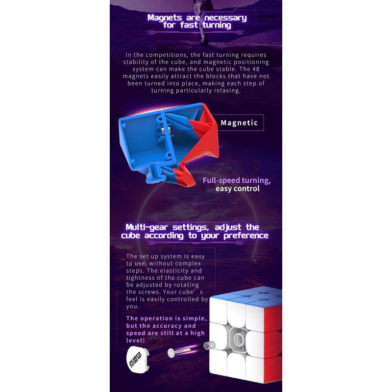 DianSheng Solar 3x3x3 M Lite Stickerless Magnetic Speed Cube Cube