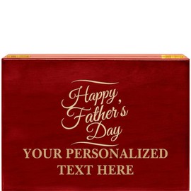 Crown Awards Happy Fathers Day Rosewood Humidor Gift, Customize with Your Own Text Engraving