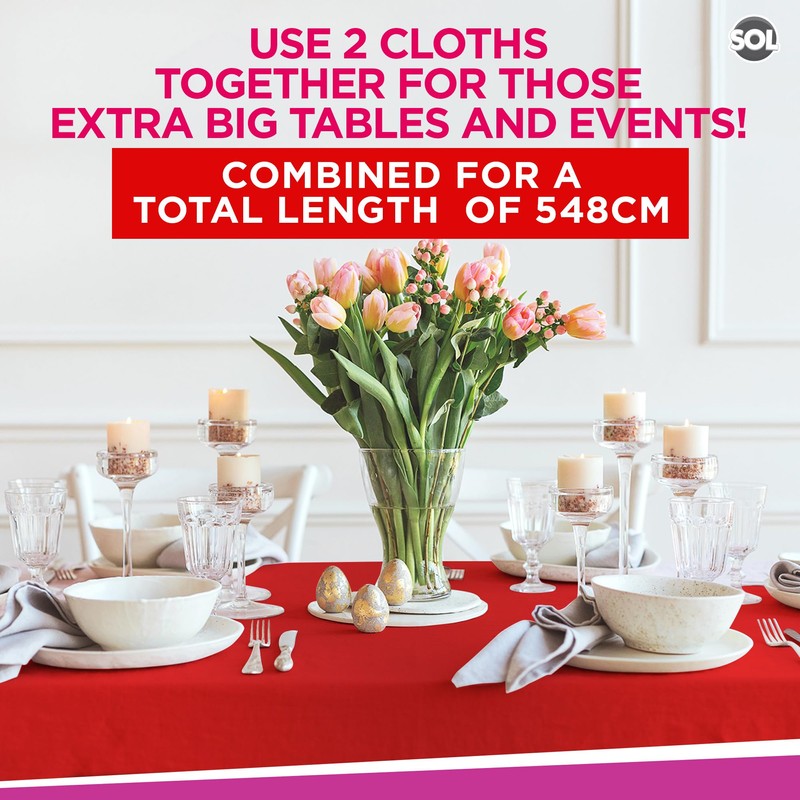 SOL 2pk Long Red Table Cloth Party | 274 x