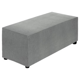 sourcing map Stretch Ottoman Cover Rectangular Oversized Square Ottoman Slipcover with Elastic for Foot Stool Living Room Bedroom Fit Length 130-160cm / 51"-63", X-Large, Light Gray