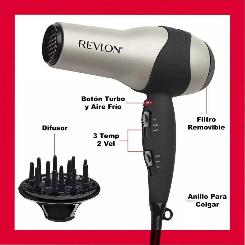 Revlon Secadora de cabello Revlon RV473CP1 gris y negra 110V