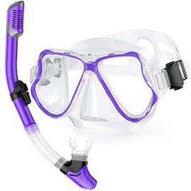 QcoQce Dry Snorkel Set, Anti-Fog and Panoramic Wide View Diving Mask, Easy Breathing and Professional Snorkel Mask with Soft Mouthpiece, Snorkel Set for Adults