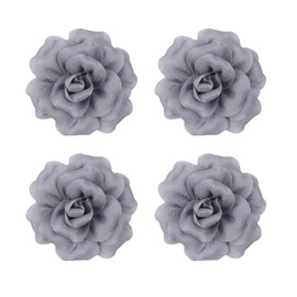 4Pcs Dainty Satin Fabric Rose Flower Brooch Pins for Women Vintage Elegant Flower Brooch Hair Clip Pins Wedding Party Dance Dress Clothes Accessories (Gray)