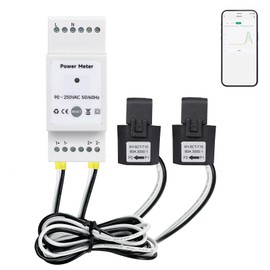 Tuya Smart Din Rail Power Monitor with Relay, Real-time Voltage, Current, Power Factor, Active Power & Frequency Measurement, One/3 Phase Compatible, Alexa & Google Control, Overload Protection