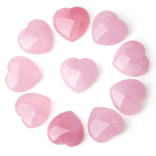 YATOJUZI 1Inch Rose Quartz Natural Heart Healing Crystals Love Stones Sets Bulk Polished Pocket Palm Thumb Gemstones Energy Reiki Balancing Meditation Therapy 5PCS