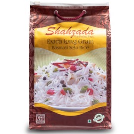 Shahzada Basmati Sela Rice 10 Lbs. Extra Long Grain, Non-Sticky, Non GMO, Vegan, Gluten Free, No Cholesterol, Low Sodium, Zip-Lock Bag, Parboiled