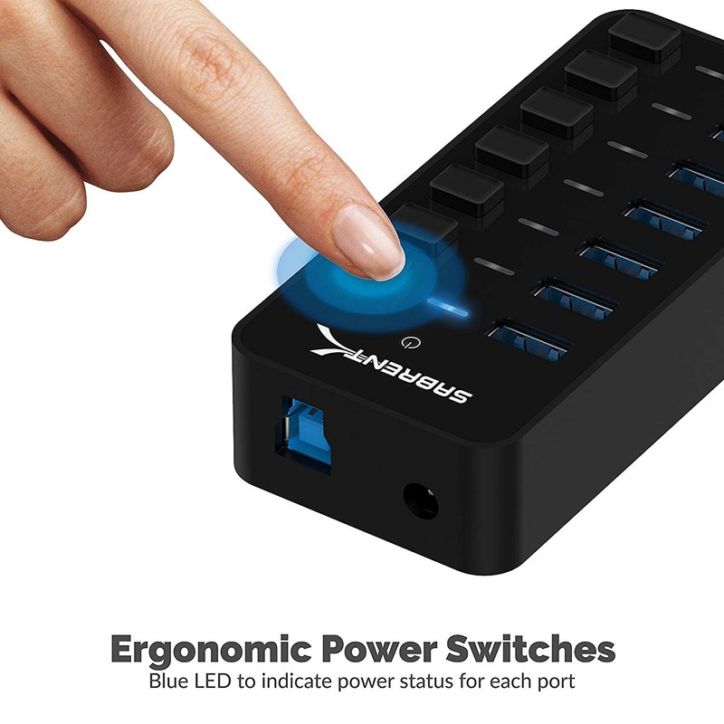 Sabrent Apagadores de Potencia Individuales y LED, 7-Port