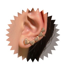 Allereyae Vintage Crystal Heart Ear Cuff Earrings Heart Ear Climber Earrings Gold Heart Love Stud Earrings Love Heart Ear Clip Earrings Jewelry for Women (Gold)