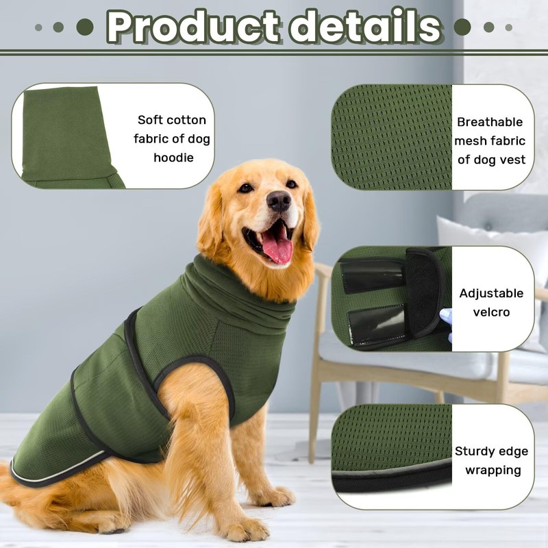 IDOMIK Dog Anxiety Calming Hoodie, Breathable Dog Jacket Vest for