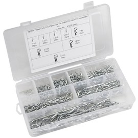 180 Pcs Cotter Pins Assortment Kit, 8 Sizes Stainless Steel Cotter Pins, R Clips Split Cotter Pins, Hitch Pin Clip, Retaining Spring Hitch Cotter with Storage Box for Tractor Mower Fastener Hardware