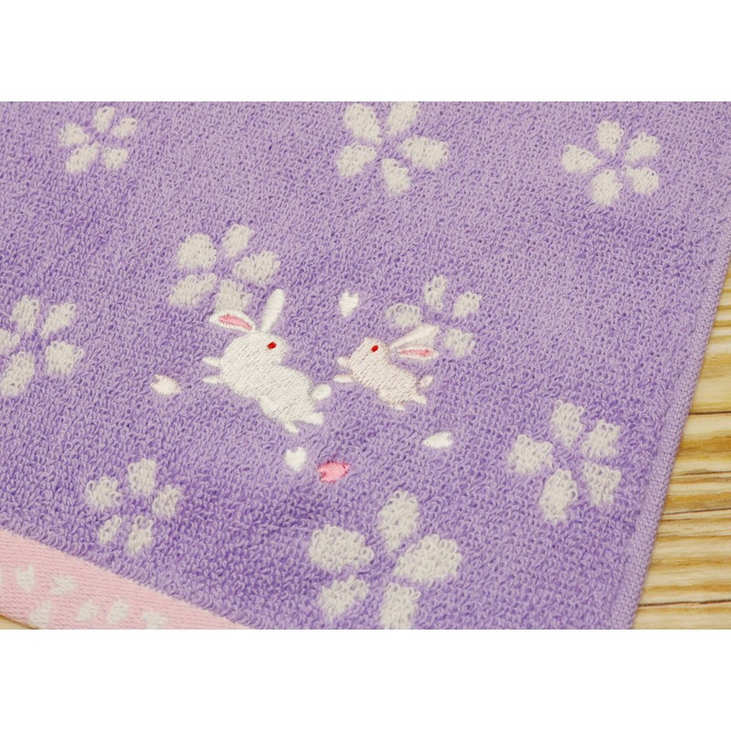 Keisui Japanese Goods Towel Handkerchief Seiyan Embroidery Rabbit Parent and