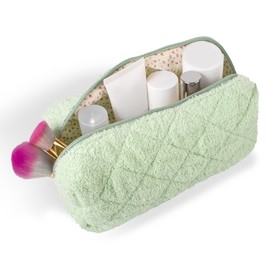 Cosmetic Bag Made of Terry Towelling Mint Quilted Makeup Bag Makeup Bag Cosmetic Bag Handmade Bag 25 x 11 x 10 cm, mint, Cosmetic bag with zip