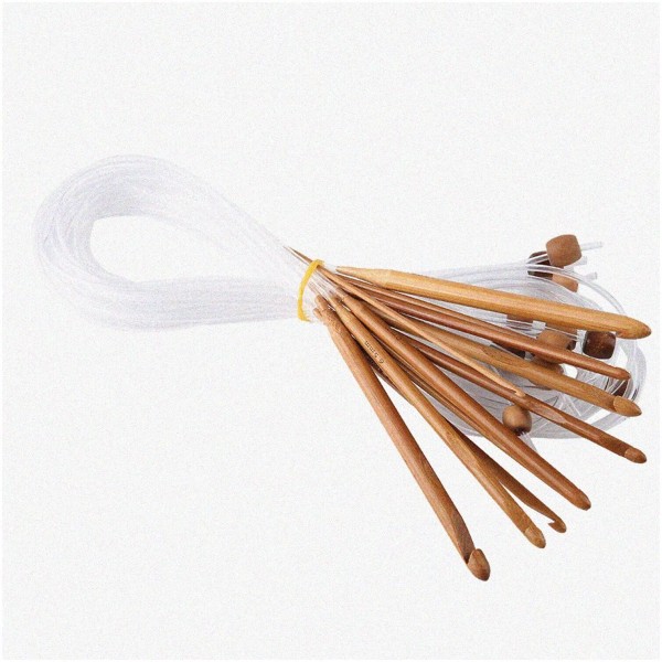 Vivora Tunisian Twist: 12-Piece Bamboo Crochet Hook Set for Yarn,