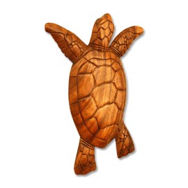 G6 Collection 12" Wooden Tortoise Turtle Wall Hanging Plaque Panel Home Decor Sculpture Statue Hand Carved Accent Figurine Handcrafted Handmade Seaside Tropical Nautical Ocean Coastal Wall Turtle