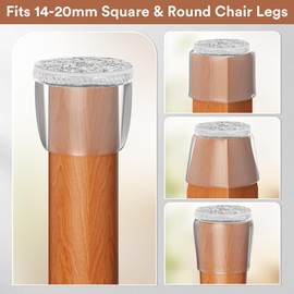Euqvunn 18pcs Chair Leg Floor Protectors, Extra Small Floor Protectors for Furniture Legs, Stool Leg Covers with Felt Pads, Furniture Feet Caps for Protecting Floors from Scratches and Noise, 14-20mm