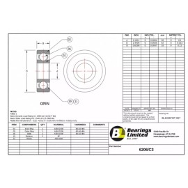 NSK 6206-C3 (or JEM) NSK Ball Bearing 30x62x16 (mm) No Seals/Shields, Open Bearing