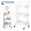 KyomiHome Carrito Organizador Estante Multiusos 3 Niveles Ruedas 360