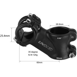 FOMTOR 25.4 Stem 60 mm 35 Degree Bike Handlebar Stem Riser MTB Stem for 25.4 mm Handlebar Mountain Bike Road Bike BMX MTB