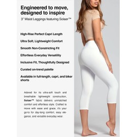 Conceited Capri Leggings for Women - High Waisted - Soft - Casual - Super White - One Size