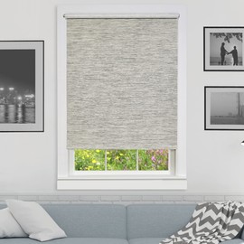 Cordless Privacy Jute Window Roller Shade - 46 Inch Width, 72 Inch Length - Heather - Light Filtering Woven Natural Fiber Horizontal Windows Blinds by Achim Home Decor