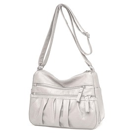 ModaZeal Ladies Shoulder Bags Soft PU Leather Handbags for Women Multi Pockets Crossbody Bag Waterproof Messenger Bag Lightweight Travel Bags (Beige)