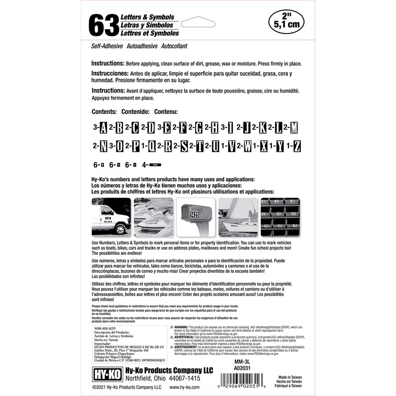 Hy-Ko Packaged Numbers & Letters, DIY Address Number Stickers for