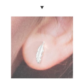 20G Feather 925 Sterling Silver Sleeper Tiny Cartilage Stud Earrings Small Bead Screw Back Tragus Lobe Hypoallergenic Piercing Studs Cute Jewelry Gifts for Women Girls Daughter Birthday