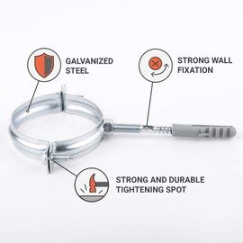 Pack of 2 Metal Pipe Brackets Clips Clamps for Pipes with a Diameter of 75-80 mm (2)