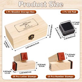 36 Pcs Wooden Rubber Stamps, Wooden Alphabet and Number Stamps with Wood Storage Box, Wood Letter and Number Stamp for DIY Craft, Card Making, Scrapbooking Supplies