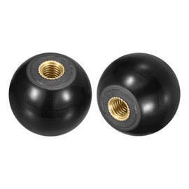 QUARKZMAN Pack of 5 Threaded Ball Knobs, M5 Female Thread Thermoset Ball Knob 25mm Diameter Round Operating Ball Handle with Copper Insert for Machine Lever Handle, Black