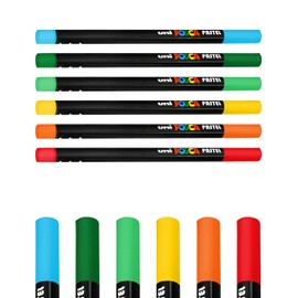 Posca Uni-Ball Professional Wax Colouring Pastels - KPA-100 - Bright Set of 6