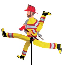 Whirligig Spinner Running Fireman 23" – Heroic Firefighter-Themed Design, Weather-Resistant Outdoor Decor, Durable & Lightweight for Patios, Yards, and Gardens - Eye-Catching Wind Spinner