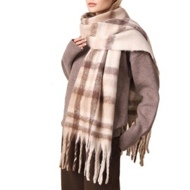 Runyizhenzhi Women's Winter Scarfs, Mohair Vintage Scarf for Women and Men, Large Chunky Scarf Cashmere Feel Blanket Wrap