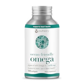 Youtheory Ocean-Friendly Omega - Vegan Algae Omega 3 Softgel - with EPA & DHA - Heart, Eye & Brain Health - Recyclable Aluminum Container - Gluten, Soy & Dairy Free - 120 Softgels