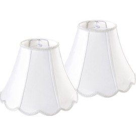 GOSO Bell Lamp Shades Set of 2 Medium Off White, Scalloped Lamp Shade for Table Lamp,Floor Lamps Replacement Braids with Petal Edges, 6×13×9.8 Inch Spider Easy Assembly Modern Art Decor for Bedroom
