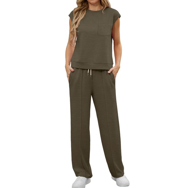 GRECERELLE Two Piece Outfits Women Summer Short Sleeve Tracksuit Womens